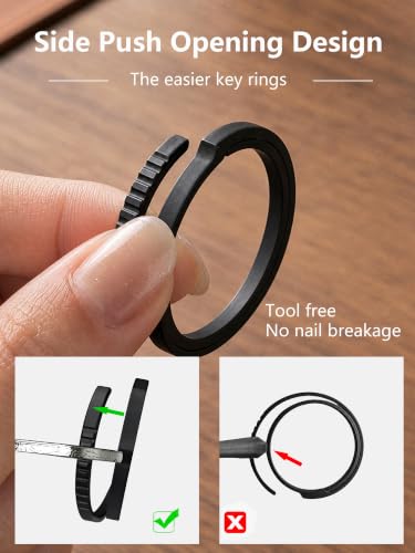 Image of Titanium Key Rings Heavy Duty Side Push Easy Open Split Keychain Rings