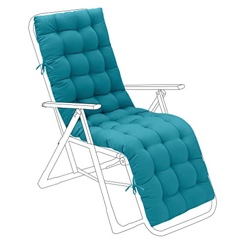 Gardenista Outdoor Patio Sun Lounger Pad | Garden Water Resistant Reclining Cotton Cushion | Long Thick Replacement Pad With Secure Ties | Comfortable And Lightweight (Teal)