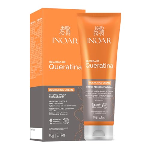 Inoar, Recarga de Queratina Creme Reconstrutor com Brilho e Força - 90g