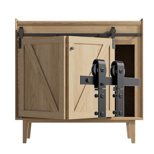 ETIASQSA 4FT/122cm Mini Ferrure de Porte Coulissante, Pour Meuble TV à une porte, petite armoire, Kit de ferrures de porte Pliante (pas de portes d'armoire)