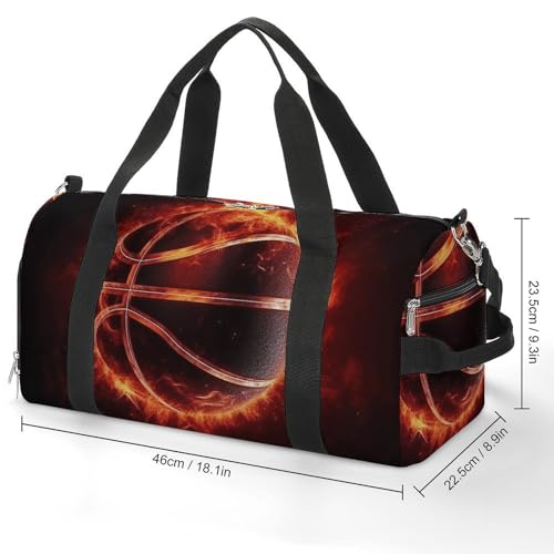 Sac de gym élégant imprimé basket-ball en feu taille unique multi-compartiments - 2