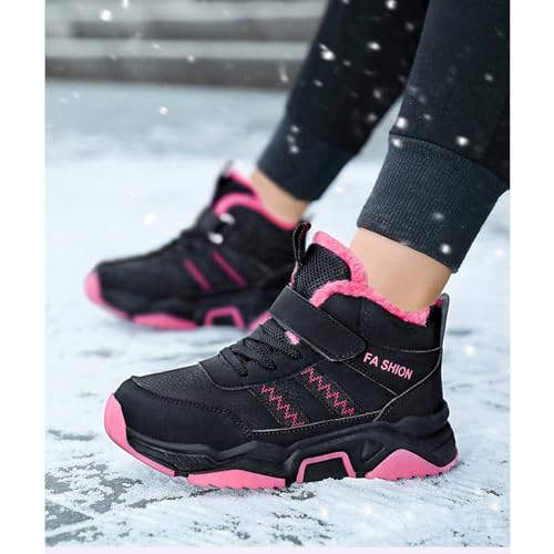 Lossarye Girls Boys Winter Warm Hiking Snow Boots Soft Faux Fur Lined Outdoor Non-Slip Walking Climbing Sneakers3