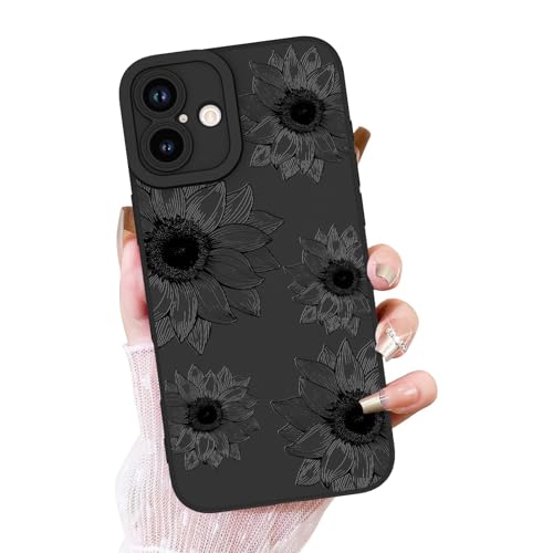 OOK Floral Case for iPhone 17, Cute Black Sunflower Blooms