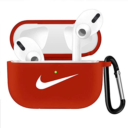 Woocon Airpods Pro case Cover,Silicone Cool Protective Cover Accessories Airpods Keychain Case Compatible with Airpods 3 (RedNo Glowing)