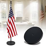 Flag Stand Indoor - 1' Heavy Duty Metal Flag Pole Set with Base,6-8ft Adjustable,Portable & Free Standing For Office,Conference Room,Classroom,Entryway,Outdoor Porch Deck (Black)