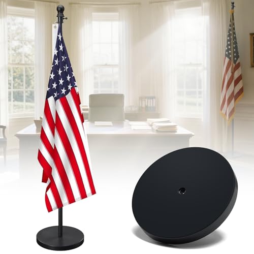 Flag Stand Indoor - 1 Heavy Duty Metal Flag Pole Set with Base 6-8ft Adjustable Portable & Free Standing For Office Conference Room Classroom Entryway Outdoor Porch Deck (Black)