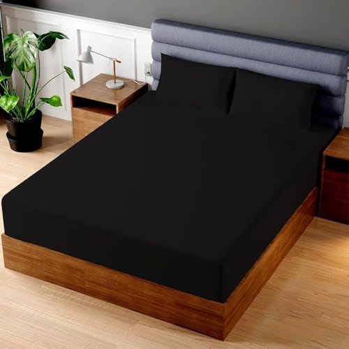 Image of Superity Linen Fitted Sheet - 100% Cotton Crib Size Mattress Cover - Soft, Smooth, and Comfortable - 200 Thread Count - Bed Sheet Stretches to 7 inches for Snug Fit.