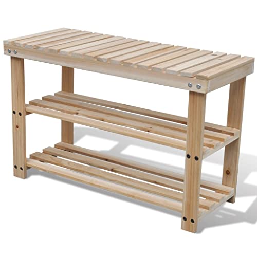 Woonisher Banco Zapatero 2 en 1 Madera Maciza de Abeto Armario Muebles Armario de Sala