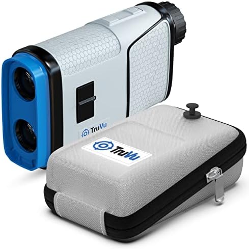 TruVu UltraMax Golf Rangefinder with Slope & Magnetic Strip | Pinseeker Pulse Lock | 1000 Yard Range | Includes Rangefinder Case & Battery | Lifetime Batteries (Blue Lens Cap)