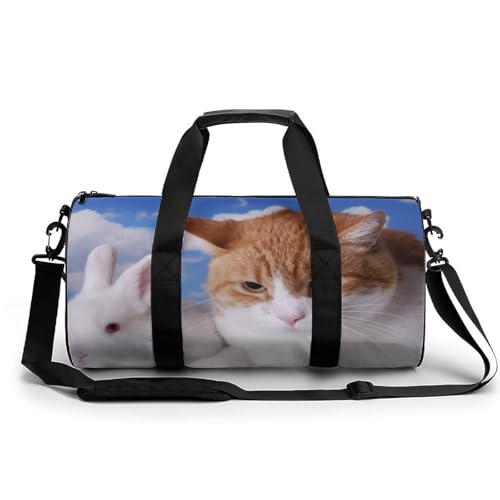 Sac de voyage chat lapin blanc duffel bag camping randonnée