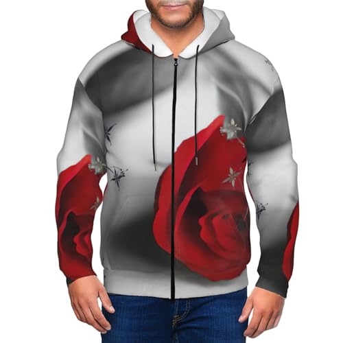 Sweat à capuche rose rouge pour homme pull décontracté d'automne et d'hiver - 6
