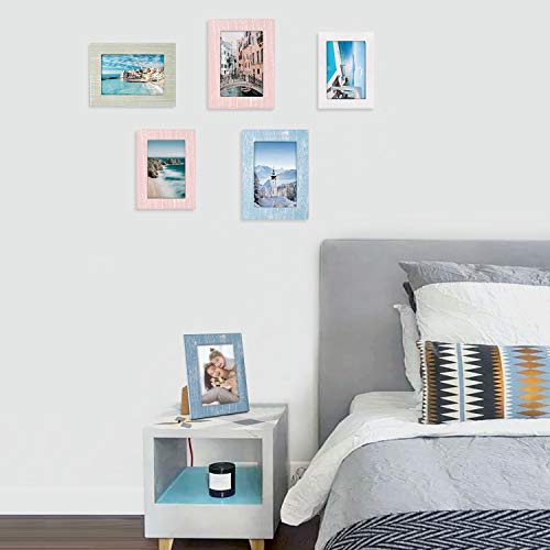 Eletecpro 4X6 Picture Frame Set Of 4 - Wooden Designs Wall Decor - Table Top & Wall Mount Photo Frame - Vertical & Horizontal - Rustic Home Décor Picture Frames #TOP2