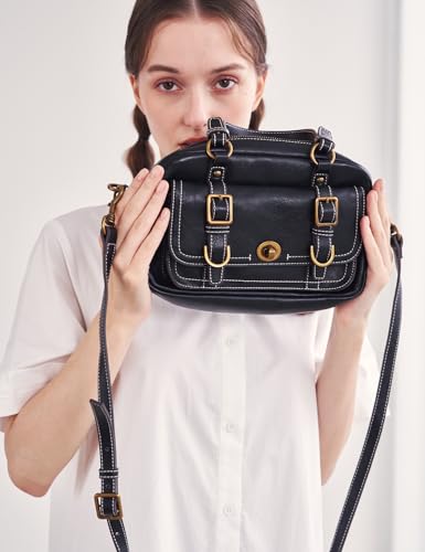 Crossbody Bag for Women, Retro Style Shoulder Bag with Adjustable Strap, Designer Top Handle Handbag, Black Bag4