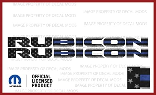 Miniatura 2 de Decal Mods Rubicon - Calcomanías gráficas para capó para Jeep Wrangler/Gladiator JL/JT Rubicon (2018-2024), bandera de Estados Unidos con línea azul