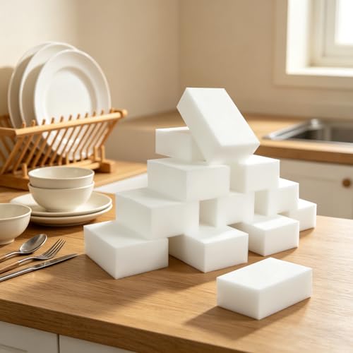 50 Pack Extra Large Eraser Sponge,Extra Thick and Long Lasting,Multi-Functional Household Cleaning Kitchen Dish Sponge for Furniture,Bathroom,Bathtub, Sink,Floor,Kitchen & Bathroom Scrub Pads