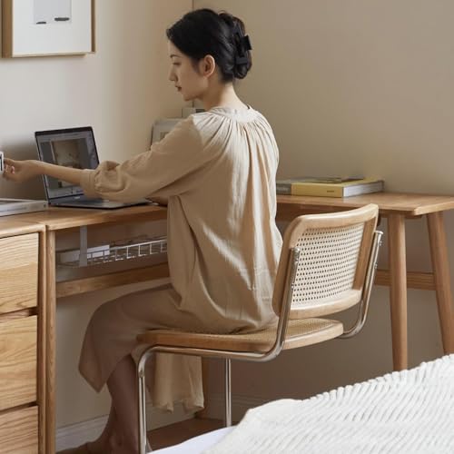 YESWOOD コーナーデスク L字型 北米産FAS級オーク材 パソコンデスク 無垢材 在宅勤務 北欧 ワークデスク ケーブル収納ラック付き 組立簡単 ナチュラル色 左コーナー 110*80*75.5cm [5]