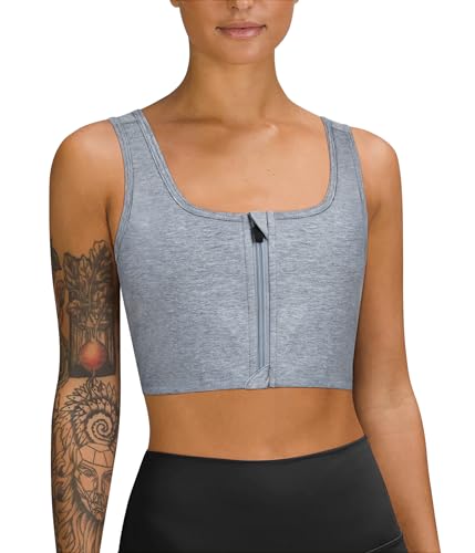 LEINIDINA Chest Binder Tomboy Transgender FTM Square Collar with Front Zipper Binder Bra Tank Top