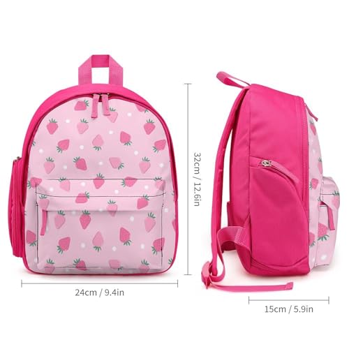 Pink Strawberry Polka Dot Large Capacity Minimalist Backpack Unisex2