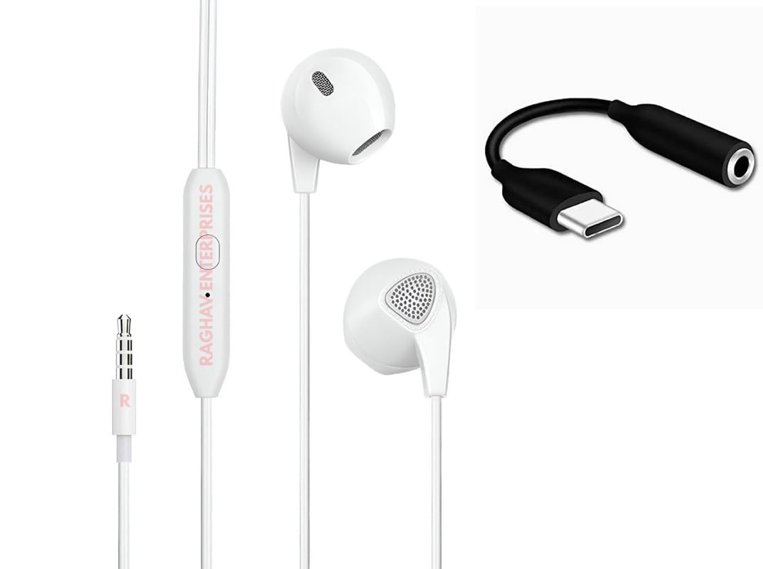 3.5mm Wired in Ear Earphones for LG G5 in-Ear Headphones with Mic, Super Extra Bass, Melodious Sound, Magnetic Earbuds, Play Start/Stop Volume Control Switch Type c Splitter -JNQ