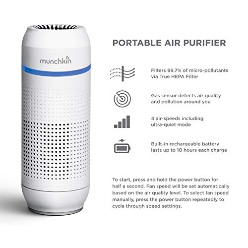 Munchkin® Portable Air Purifier, 4-Stage True Hepa Filtration System Eliminates 99.7% Of Micro-Pollutants #TOP4
