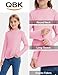 QBK Girls' Basic Long Sleeve Mock Turtleneck Fleece T-Shirt (2t-12Years) Pink