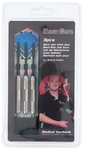 SLYK Professional Steel Tip Darts Set, Bullseye Pro Dart Series Gold Coated Barrel, Sharp Pointed Tip Darts for Dartboard Game (Pack of 3 - Maikel Verberk Master Darts)