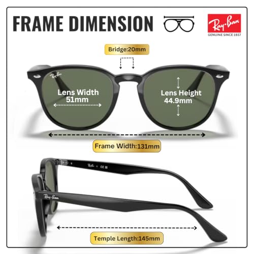 Image of Ray-Ban RB4259 Phantos Shaped Sunglasses for Men & Women with Official RAYBAN Eyewear Kit