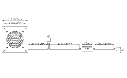 euroharry 80mm Digitalanzeige temperaturgesteuertes leises Lüftersystem, 1x Temperaturgesteuertes +1x USB-Lüfter, 5V-Lüfter mit modernem gebürstetem schwarzem Aluminiumrahmen für Heimkino-AV-Schränke