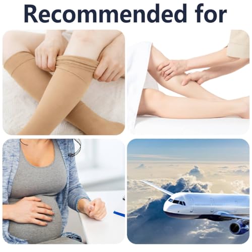 Image of +MD 15-20 mmHg Medical Compression Socks for Men /Women, Lightweight Opaque Knee High Support Stockings