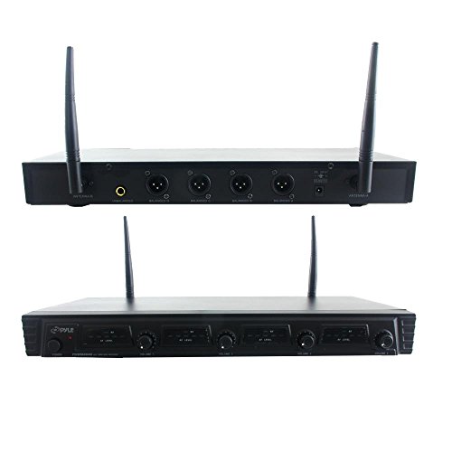 Pyle 4 Channel Wireless Microphone System - Portable Uhf Audio Mic Set With 2 Handheld, 2 Headset, 2 Lavalier Mics, 2 Transmitter, 8 'Aa' Battery, Power Adapter - For Karaoke, Pa, Dj - Pyle Pdwm4540 #TOP1