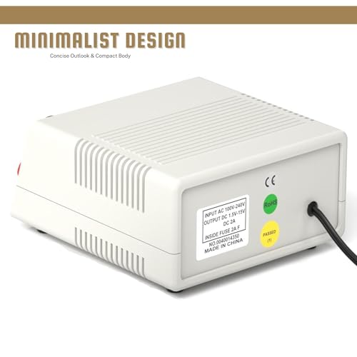 Image of Adjustable DC Power Supply, Variable Output 12V 9V 7.5V 6V 4.5V 3V / Max 2A, PS-28A Benchtop Power Supply, Dual LCD Display, Fuse Protection, No Noise