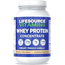 LifeSource Vitamins 3 lb Grass Fed Whey Protein Concentrate - Creamy French Vanilla w/Stevia -