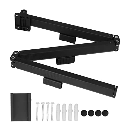 Pwshymi Tendedero de Ropa Retráctil 3 Plegable Montado en la Pared Tendedero de Ropa para Entrada Dormitorio Lavadero Negro Cover
