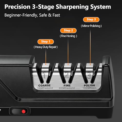 Leifod 3-Stage Electric Knife Sharpener with 15° Guide — view 5