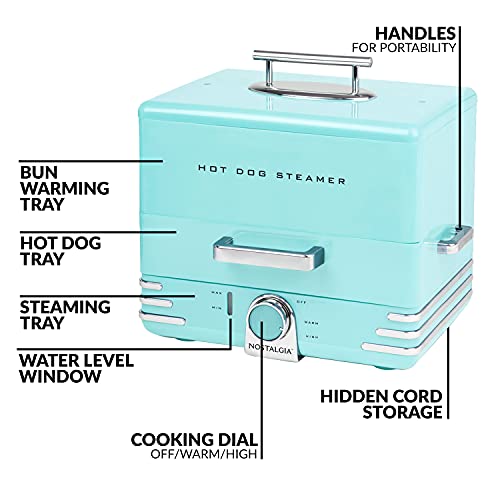 image for Nostalgia Extra Large Diner-Style Steamer, 20 Hot Dogs and 6 Bun Capac