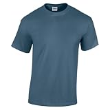 Gildan Kinder-T-Shirt, aus dicker Baumwolle, mit kurzen Ärmeln, Blau