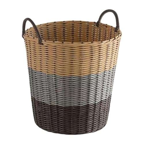 Pitycbo Woven Laundry Basket for Rooms, Woven Laundry Basket Made of Polypropylene for Bathrooms, Laundry Rooms, Hotels, Bedrooms, Apartments, Multi, S