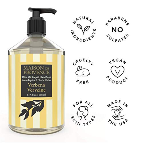 Olivia Care Liquid Hand Soap | Infused With Olive Oil | All Natural & Germ-Fighting | Moisturizing Hand Wash For Kitchen & Bathroom | Gentle, Mild & Naturally Scented (17.5 Oz) – Verbena #TOP2