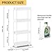 SPACEKEEPER Slim Rolling Storage Cart 4 Tier Bathroom Organizer Mobile Shelving Unit Utility Cart Tower Rack for Kitchen Laundry Narrow Places, White