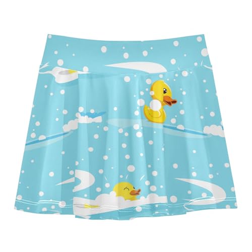 visesunny Girl's Golf Skirt Athletic Ducks Swimming Water Tennis Skort Sport Activewear with Double Layer Pockets