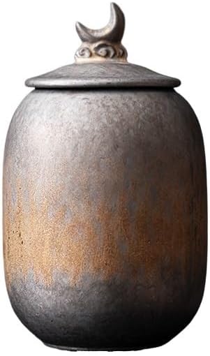 SONGCHAO Sugar Jar Gilded Old Tea Cans Chinese Stoneware Sealed Storage Retro Ceramic Small Antique Pu'er Warehouse Tea Canister