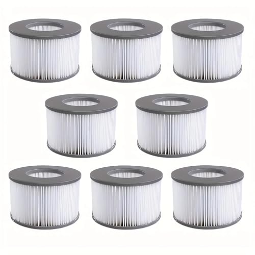 Vokowin Ersatzfilter für MSPA Whirlpool Ersatzfilter-Kartusche Wasserfilter Filter für Whirlpool und heiße U-Boote sowie Spas Aufblasbare Pools Wasserfilter Modell ab 2020 Packung à 8