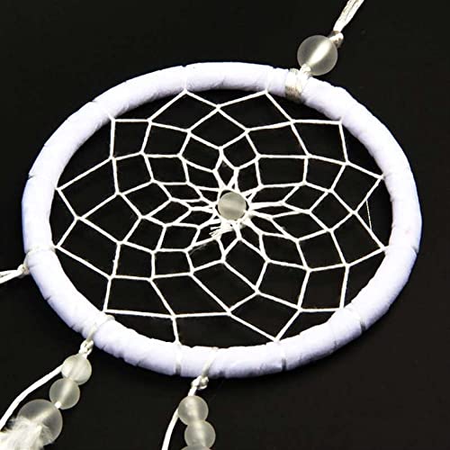 Atrapasueños hecho a mano decoración colgante pared coche plumas blanco 4