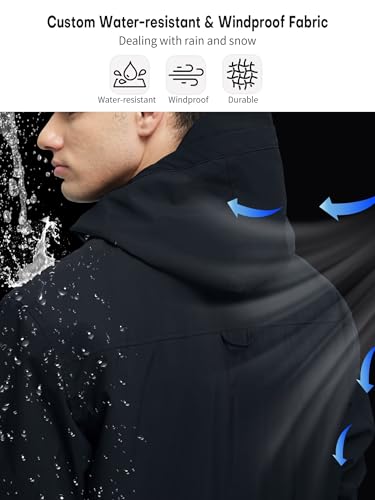 Men's 3 in 1 Waterproof Winter Jackets Ski Warm Snow Rain Coat Puffer Liner Hood Windbreaker3