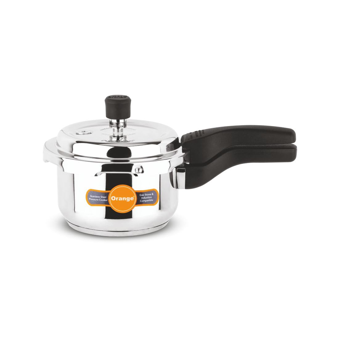 Orange Inox Series Cute Small Stainless Steel Pressure Cooker 1.5L Outer Lid With Sturdy Handle | Heavy Bottom | Induction & Gas Friendly | Steel Color-image-29