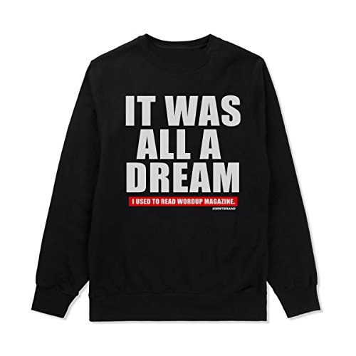 InMyWhiteTee Notorious Big Biggie Smalls It was All A Dream 2.0 Sweatshirt + Hip-Hop Stickers (XL) Black