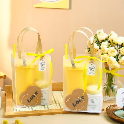 50Pcs Baby Shower Prizes for Game Winners Baby Shower Favors Gifts including Plastic Tumbler Notebook Scented Candles Ballpoint Pen Mirrors with Hair Brushes Bracelet Gift Bag (Yellow)