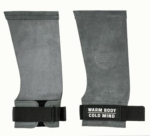 Image of WARM BODY COLD MIND Leather Hand Grips - NO Holes for Weightlifting, Powerlifting, Gymnastics, Cross Training, Pull-Ups, Weight Lifting, Wrist and Palm Protection