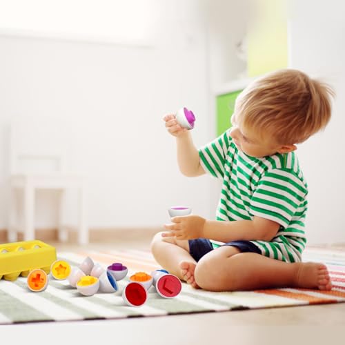 Tinabless Matching Eggs Toys 12 pcs Set Color & Shape Recoginition Sorter Puzzle for Toddlers, Christmas Easter Travel Game Early Learning Educational Gift for Year Old Kids - Image 8