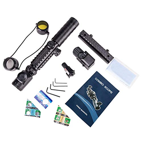 Pinty Rifle Scope 3-9X32 Rangefinder Illuminated Reflex Sight 4 Reticle & Rifle Tactical Bipod Adjustable Spring Return #TOP4
